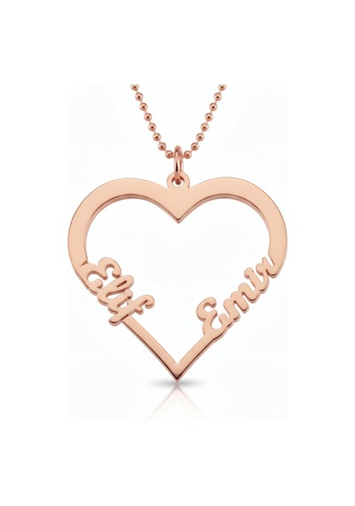 Kalp İsimli Gümüş Kolye - Rose Rose Gold