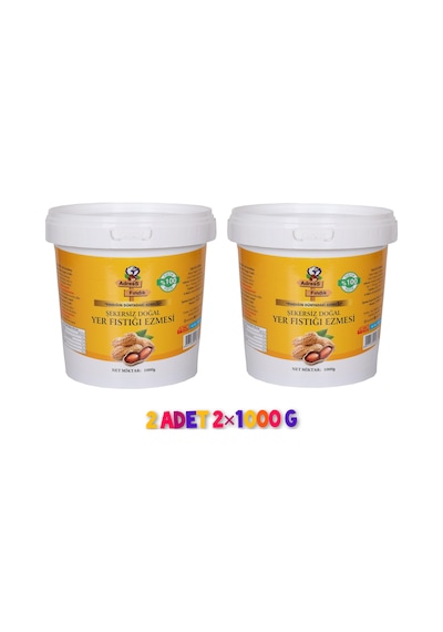 Adress Fındık Şekersiz Doğal Yer Fıstığı Ezmesi 2 x 1 KG
