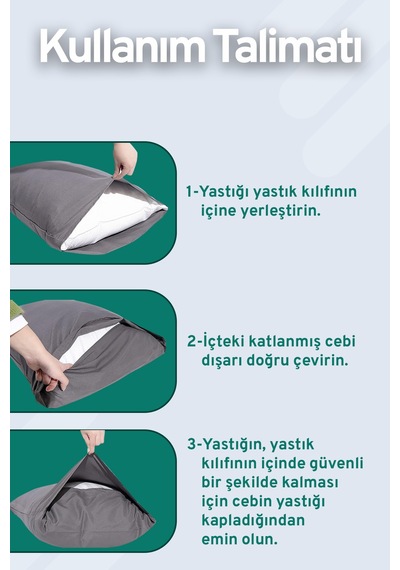2 Adet Ranforce Düz Pamuk Antibakteriyel Yıkanabilir Lüks Yastık Kılıfı 50x70cm Beyaz