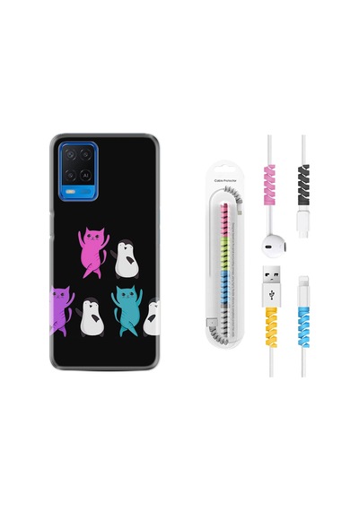 Oppo A54 Kılıf Kablo Koruyuculu Cat Dance 1824
