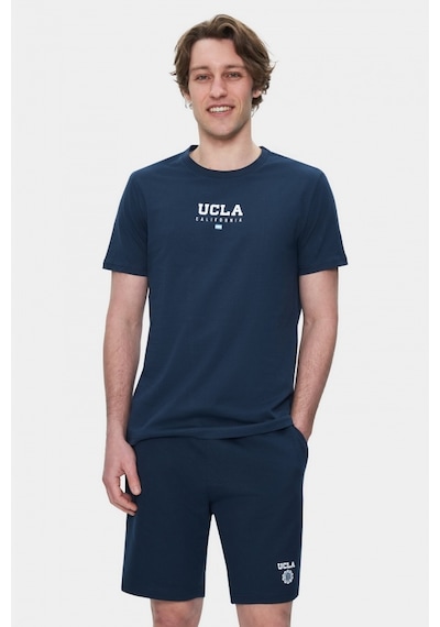 Ucla Sherman Lacivert Bisiklet Yaka Baskılı Standard Fit Erkek Tshirt Lacivert