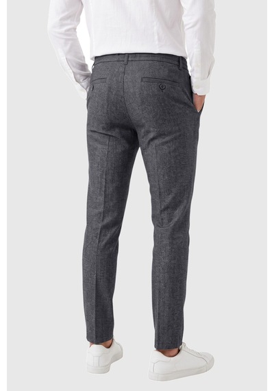 Rizzup Erkek Slim Fit Kırçıllı Gri Kumaş Pantolon İpli Esnek Bel Likralı Spor Şık Pantolon 2700252