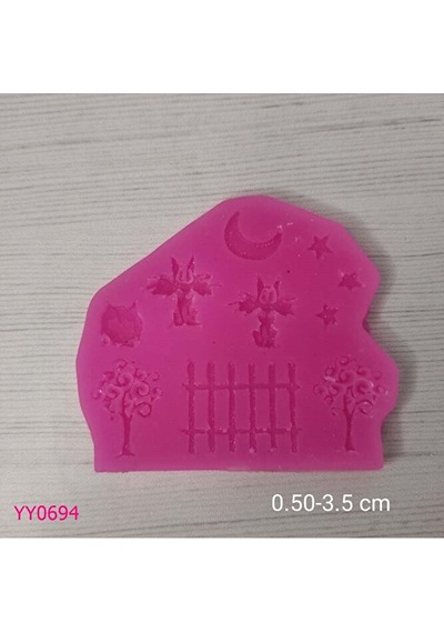 Yy0694 Kedili Ağaçlı Yıldızlı Çoklu Model Silikon Kalıp