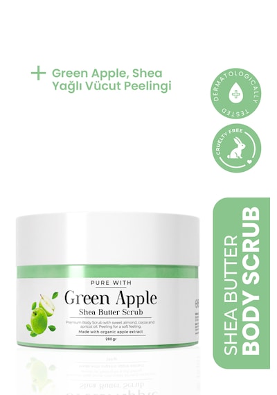 Yeşil Elma Shea Butter Scrub Besleyici Arındırıcı Ve Yenileyici Vücut Peelingi 280 Gr