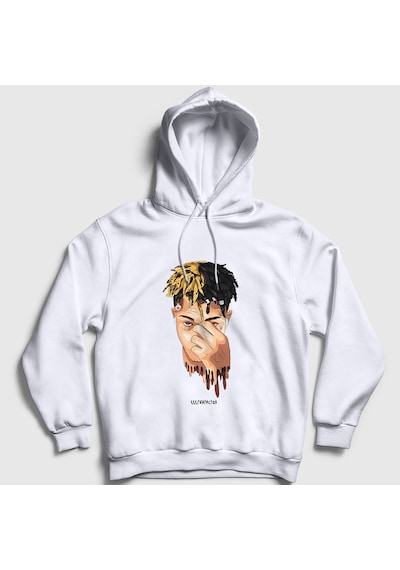 Presmono Unisex Cool Xxxtentacion Kapüşonlu Sweatshirt Beyaz