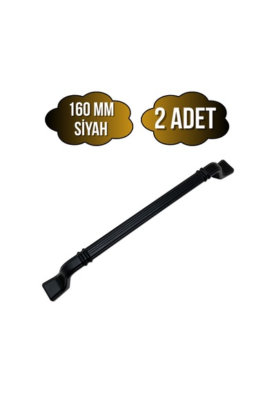 Havai Çizgili Siyah Metal Dolap Kulpu Mobilya Ve Mutfak Dolap Kulpu Siyah 160mm 2 Adet Siyah