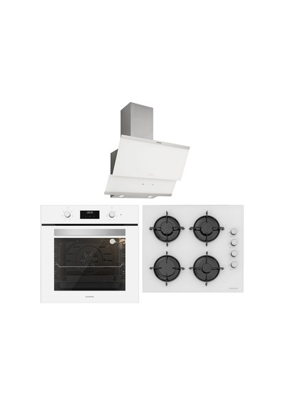 Silverline BO6502W02 - CS5349W01 - 3420 Classy 60 Beyaz Cam Ankastre Set