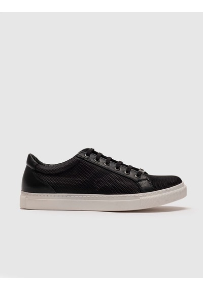 Cabani Siyah Hakiki Deri File Detaylı Erkek Sneaker