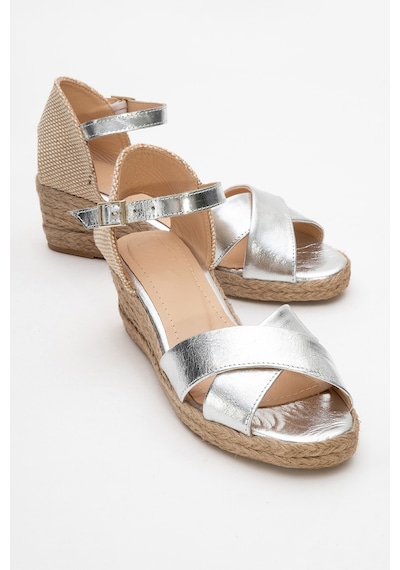 Luvishoes Luvi Shoes Miria Gümüş Hakiki Deri Çapraz Bantlı Kadın Dolgu Topuklu Sandalet Gümüş Luvishoes Luvi Shoes Miria Gümüş Hakiki Deri Çapraz Bantlı Kadın Dolgu Topuklu Sandalet Gümüş