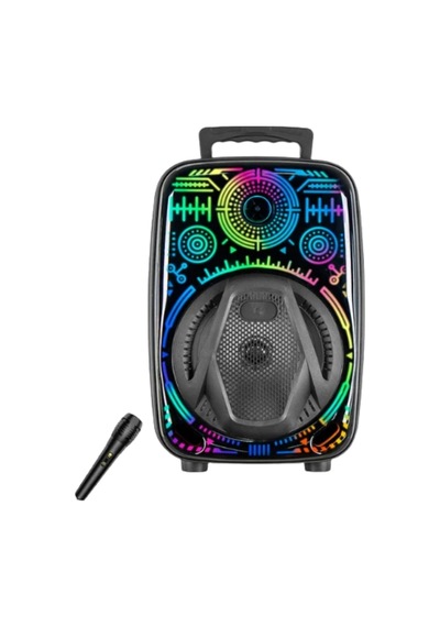 Hubrendy Tekno Taşınabilir Bluetooth Speaker Mikrofonlu Rgb Işıklı Karaoke Ses Sistemi