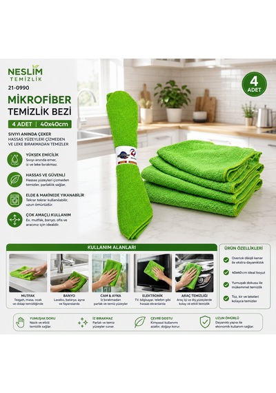 4pcs Dürüm - Yuvarlak Sarım 30x30cm Mikrofiber Temizlik Bezi 5691 0