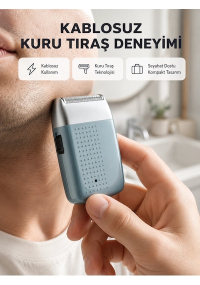 Şarjlı Kuru Kullanım Tıraş Makinesi Kablosuz, Taşınabilir 1.5 Saat