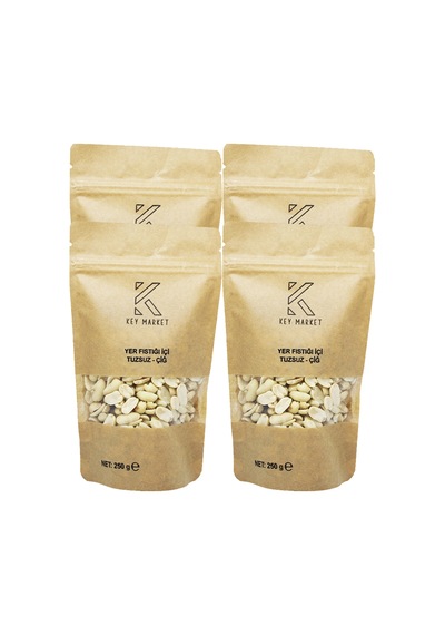 Key Market Az Kavrulmuş Soyulmuş Tuzsuz Doğal Az Kavrulmuş Yer Fıstığı 4 x 250 G