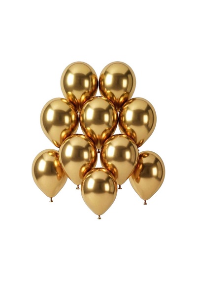 Altın Renk Lateks Krom Balon 15 Cm - 10 Adet