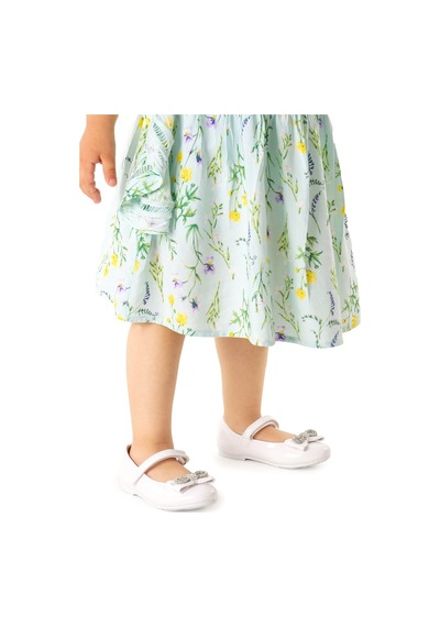 Kiko Kids Papyon Taşlı Cırtlı Kız Çocuk Babet Ayakkabı 254 Cilt Beyaz 001