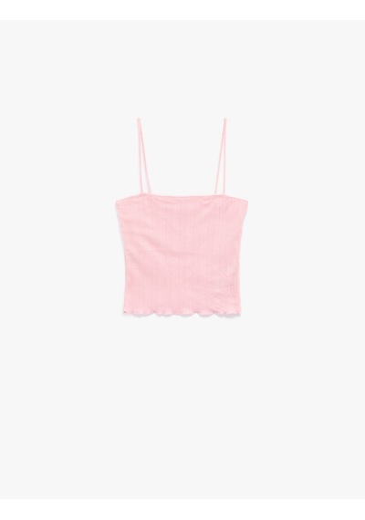 Koton Slim Fit İnce Askılı Crop Atlet Pembe 5sak10692ek Gül