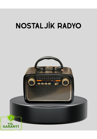 Led Li Nostaljik Bluetooth Hoparlör Vintage Tasarım, Ahşap Doku - Lisinya