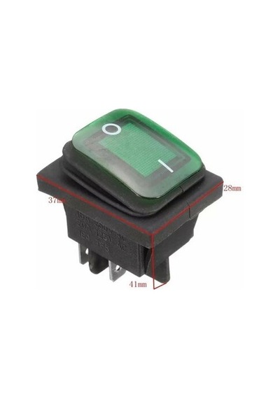 Ic-104W Geniş Körüklü Işıklı Yeşil Anahtar On-Off 4 Uçlu 220V