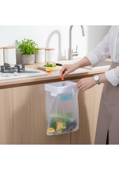 Desinia Katlanır Mutfak Çöp Kovası, Beyaz, Plastik, Mat, Kendinden Yapışkanlı, 5 Litre Kapasiteli, 24x16x26 Cm Diğer