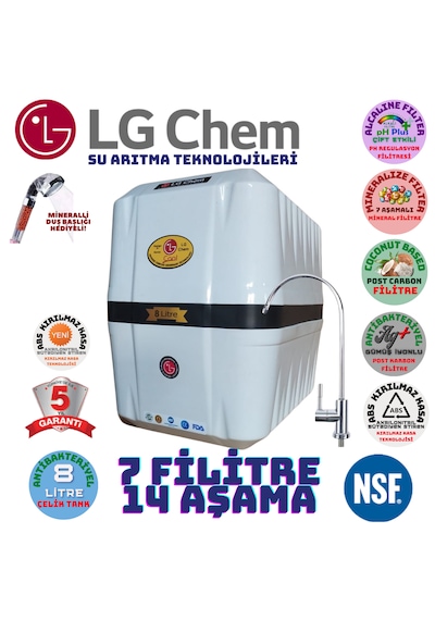 Lg Chem Cool Beyaz Siyah 8 Lt 7 Fl 14 Aşama Su Arıtma Cihazı