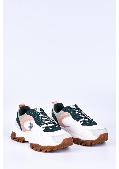 U.S. Polo Assn. Us. Polo Assn. Tracky Beyaz Yeşil Kadın Spor Ayakkabısı Sneaker Beyaz