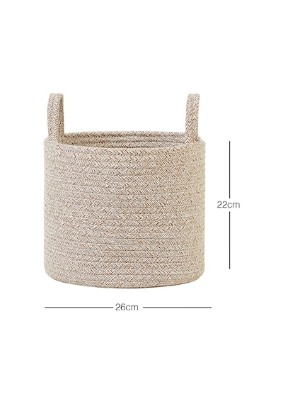 Ocean Home Textile Bej Kırçıllı Pamuklu Halat Sepet 26 x 22 cm