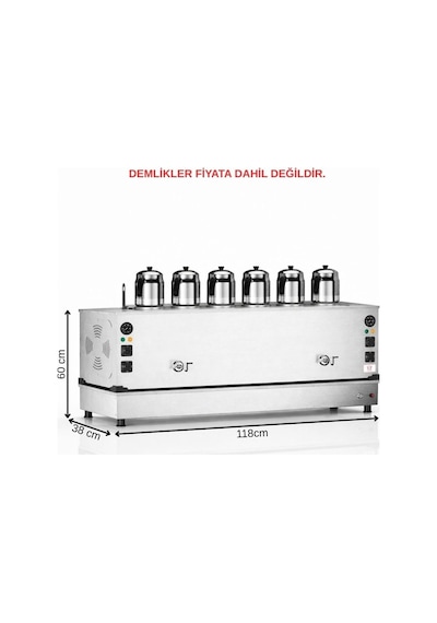 Anka Doğalgazlı İnox Pro Compact Hibrit Smart 6 Demlikli 60 Litre Çay Makinesi