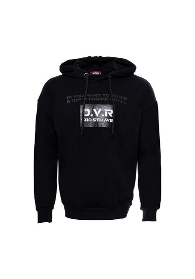 Wessi Kapşonlu Baskılı Siyah Erkek Sweatshirt Siyah