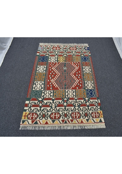 El Dokuma Benzersiz Yağcıbedir Yörük Yün Kilim 6410