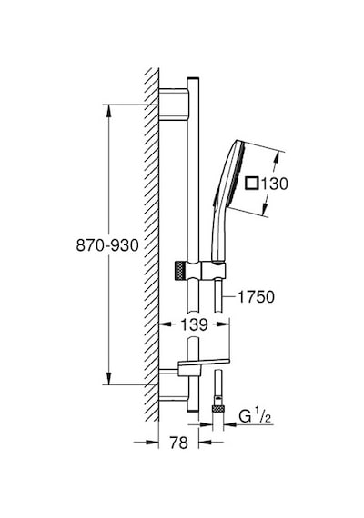 Grohe Rainshower Smartactive 130 Cube Sürgülü Duş Seti 3 Akışlı - 26587000 Gümüş