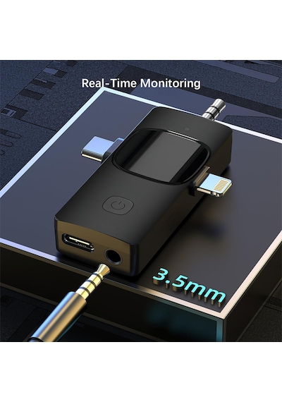 Kablosuz İkili Yaka Mikrofonu İphone İle Uyumlu 3.5mm Aux İphone Type-c Pc Tablet Video Kayıt R