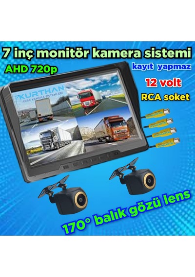 7 İnç Kayıtsız Ekran Ve 2 Adet Ahd 720p 170'' Geniş Açılı Kamera