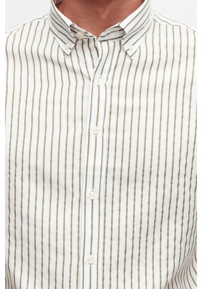 D'S Damat Ds Damat Slim Fit Yeşil Çizgili Gömlek 6HC02ORT10265 Yeşil