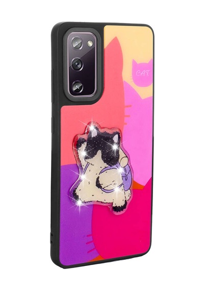 Zore Galaxy S20 Fe Kılıf Parlayan Kabartmalı İkonik Figürlü Ogaa Amas Silikon Kapak - Pembe
