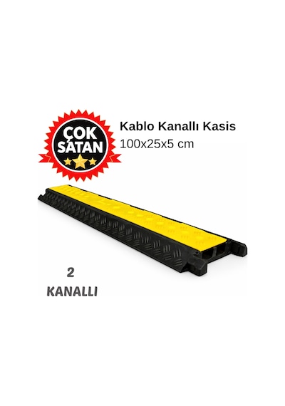 2 Kanallı Yol Kasisi, Kablo Kanallı Hız Kesici 100 X 25 X 5 Cm