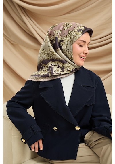 Silk Home Twill İpek Eşarp 11482-25 Koyu Mor, Pudra, Soluk Mor, Yeşil, Krem