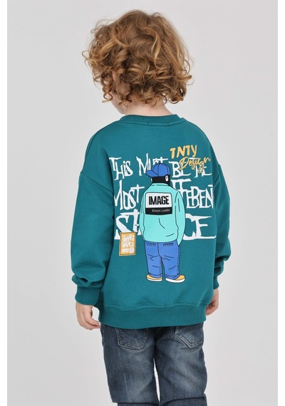 Toontoy Kids Toontoy Erkek Çocuk Tnty Design Baskılı Sweatshirt Petrol
