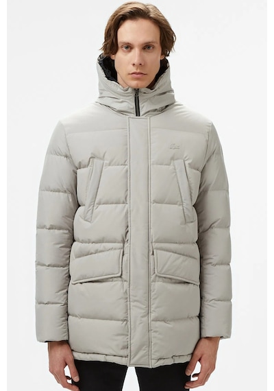 Lacoste Down Fill Jacket Kaztüyü Dolgu Kapüşonlu Gri Mont Gri