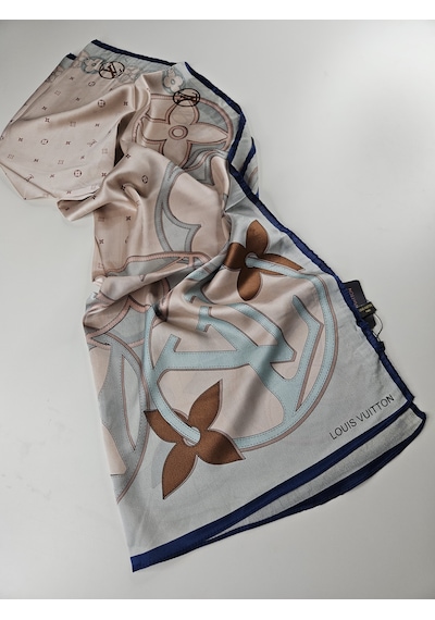 Miorel Scarfs Lv Tema Lüx Vual İpek Şal Yeni Sezon A Kalite Silk Scarfs Shawl Hijab Turkuaz