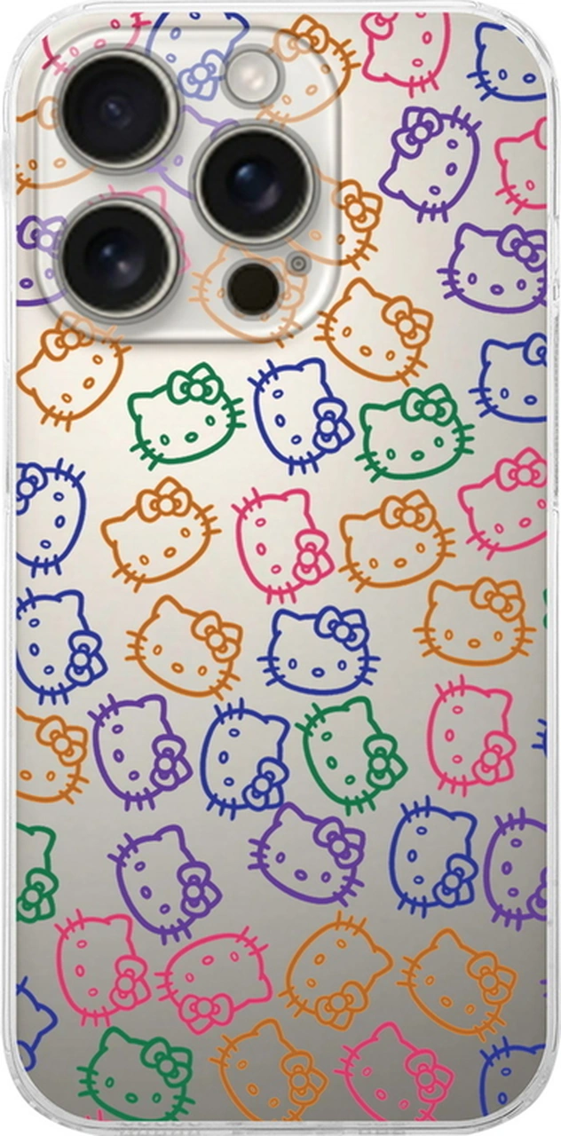 Apple Uyumlu iPhone 16 Pro İle Hello Kitty Baskılı Tasarım Kamera Korumalı Şeffaf Kılıf