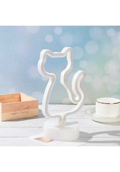 River World Neon Işıklı Lamba Tasarımı Kedi Çok Renkli