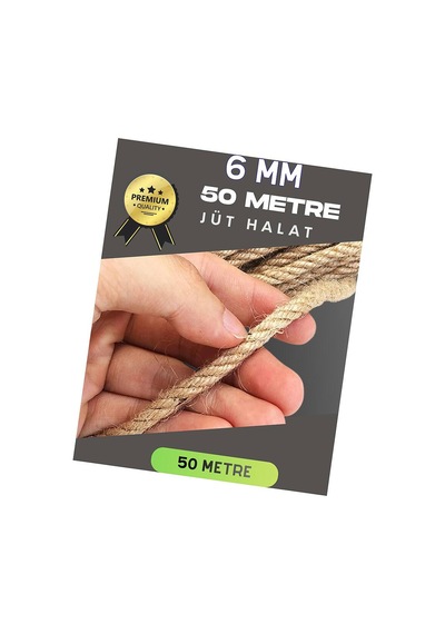 6 Mm 50 Metre Jüt Halat Dekoratif Hasır İp Urgan Süs Evimdeyokyok