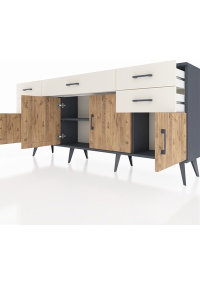 Arges Konsol Tek Raflı 5 Çekmeceli 4 Kapaklı 176x30x83 Antrasit-çam/aytaşı Çam/aytaşı Arges Konsol Tek Raflı 5 Çekmeceli 4 Kapaklı 176x30x83 Antrasit-çam/aytaşı Çam/aytaşı