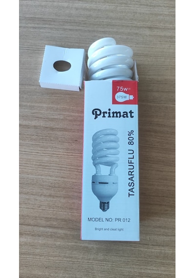Primat Pr-012 75w 375w Eşdeğer %80 Enerji Tasarruflu Yüksek Parlaklık Spiral Ampul - E27 Duy Beyaz
