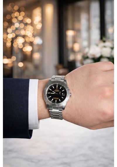 Elifin Işığı Silver Premium Erkek Saat & Aksesuar Hediye Seti Siyah & Gümüş Şıklık Metalik Gri