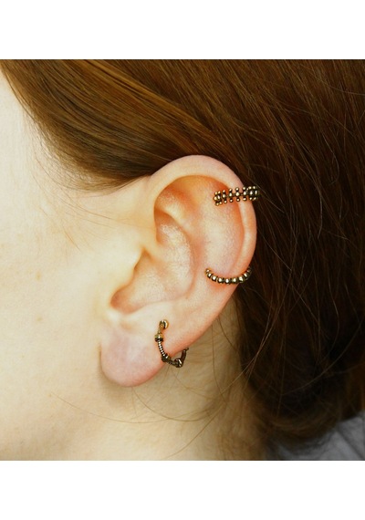 Vintage Antik 3'lü Deliksiz Ear Cuff Ayarlanabilir Kıkırdak Küpe Seti Eukk5 Sarı
