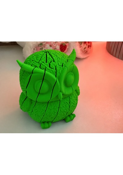 3d Baskı Hareketli Baykuş Figürü - Eklemli Flexi Oyuncak - Yeşil