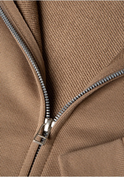 Mavi - Dik Yaka Fermuarlı Kahverengi Sweatshirt 0s10377-70378