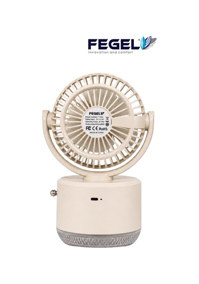 Fegel FG-03 Masaüstü Şarjlı Nemlendiricili Otomatik Dönüşlü LED Işıklı Fan