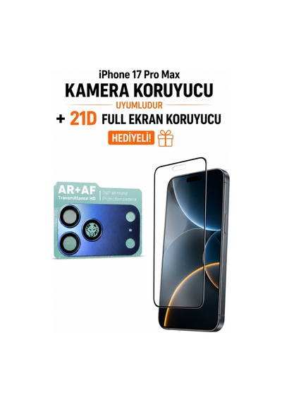 iPhone Uyumlu 17 Pro Max Kamera Koruyucu+ Ekran Koruyucu- Mavi